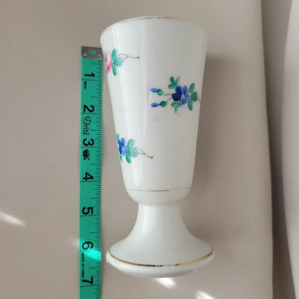 Vintage Porcelain Footed Vase ~ Flowers ~ Mazagran Style Cup?~ Pretty!